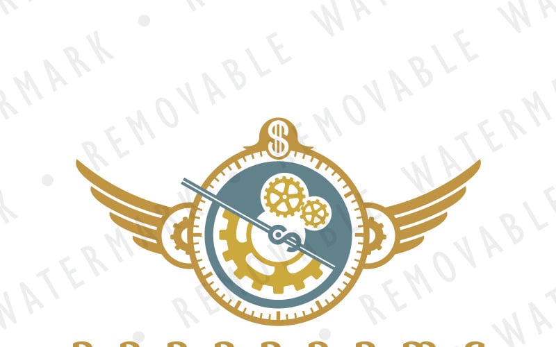 Download Шаблон логотипа "Steampunk Clockwork Logo Template" / Steampunk Clockwork Logo Template - Шаблон логотипа на тему графика wealth money golden gear clock time mechanism cog antique logo design template financial steampunk decorated clockwork art vintage watch factory