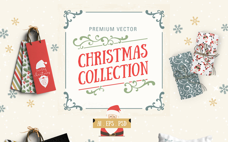Download Иллюстрация "Vector Christmas Collection - Illustration" / Vector Christmas Collection - Illustration - Иллюстрация на тему графика christmas card background glitter sparkle set collection elements diy digital paper graphic clipart seamless patterns santa claus overlay frame holidays