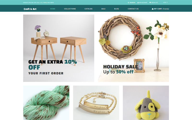 handmade &amp; craft store shopify тема