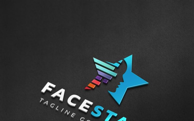 Download Шаблон логотипа "Face Star Logo Template" / Face Star Logo Template - Шаблон логотипа на тему графика abstract app blue colorful creative digital face head human digital idea mind high tech hitech pixel internet modern pixel man