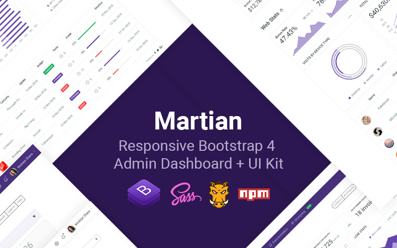 дружественный шаблон администратора bootstrap 4 + ui kit