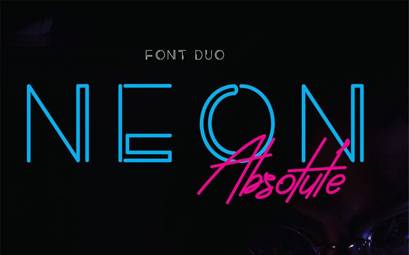 Download Шрифт "Neon Absolute -  Duo + Extra Font" / Neon Absolute -  Duo + Extra Font - Шрифт на тему графика retro vintage 80s neon