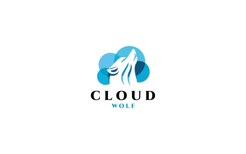 Download Шаблон логотипа "Cloud Wolf Logo Template" / Cloud Wolf Logo Template - Шаблон логотипа на тему графика animal animals creative design dog face graphic head howling hunter image jungle logo mascot media strength strong studio template vector,cloud,tech,app,wolf,logo,animal,animals,branding,club