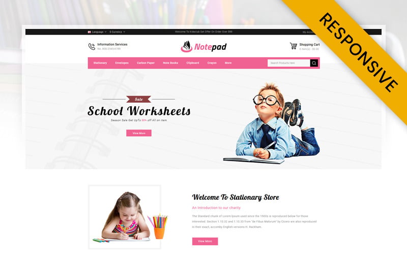 стационарный магазин шаблон opencart