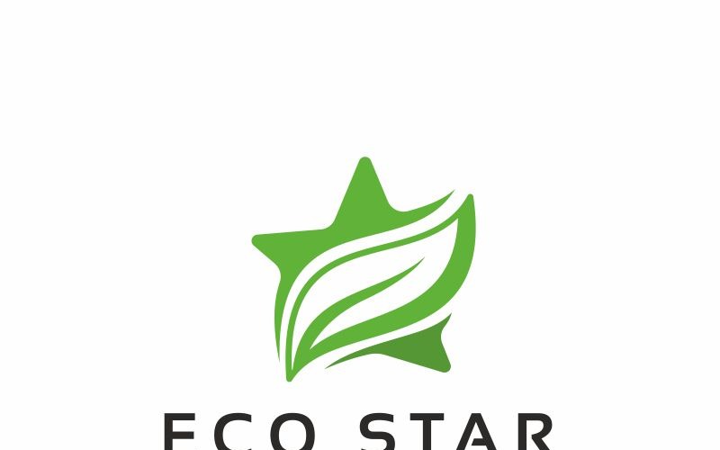 Download Шаблон логотипа "Eco Star Logo Template" / Eco Star Logo Template - Шаблон логотипа на тему графика ai business clean clear company corporate eco green star icon label leaf logo media planet print ready project retina shape