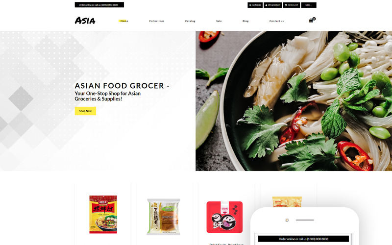 азиатский продовольственный интернет-магазин clean shopify theme