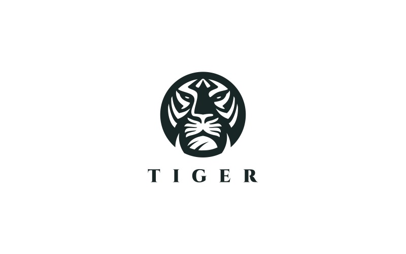 Download Шаблон логотипа "Tiger Logo Template" / Tiger Logo Template - Шаблон логотипа на тему графика animal animals big cat brave creative design eye face graphic head image jungle logo mascot media strength strong studio template,tiger,wild,cat,logo,head,mark,minimal,simple,animal,lion,powe