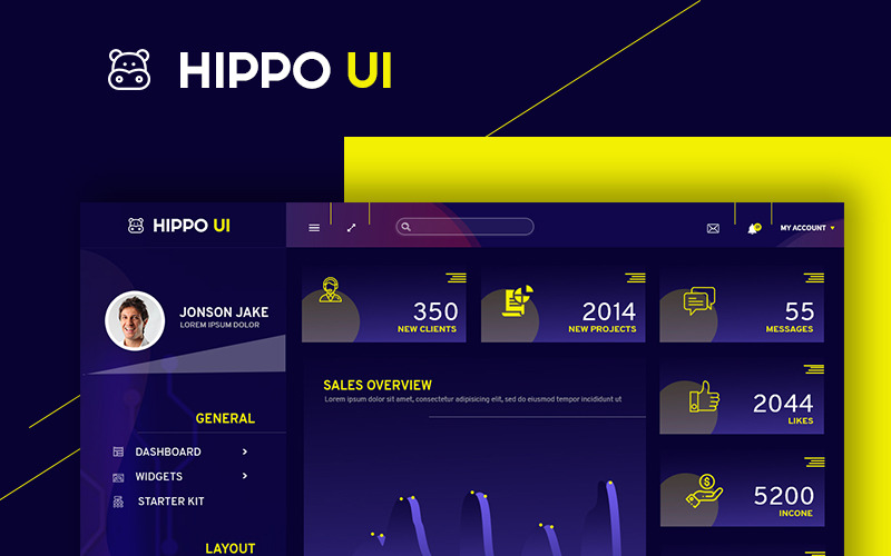 Download UI элементы "Hippo UI Elements" / Hippo UI Elements - UI элементы на тему графика ui template dashboard element photoshop app psd theme