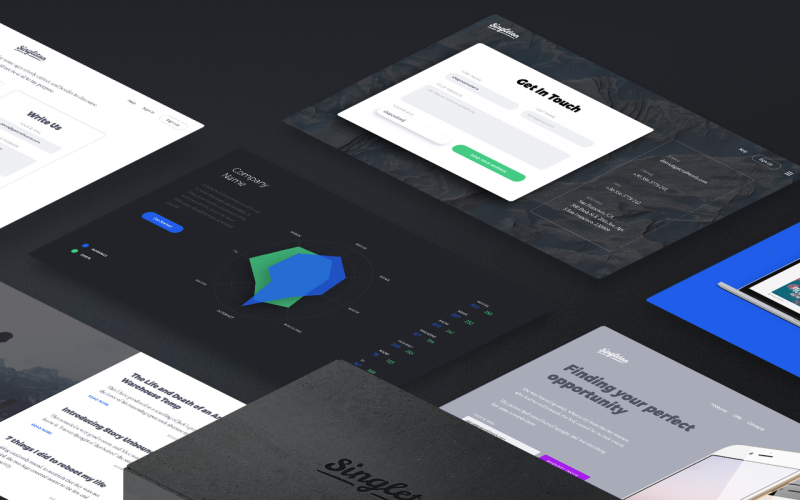 Download UI элементы "Singleton UI Tool for Photoshop " / Singleton UI Tool for Photoshop  - UI элементы на тему графика blog card colorful craftwork ecommerce flat footer header landing modern psd web ui tool website photoshop workflow design style kit