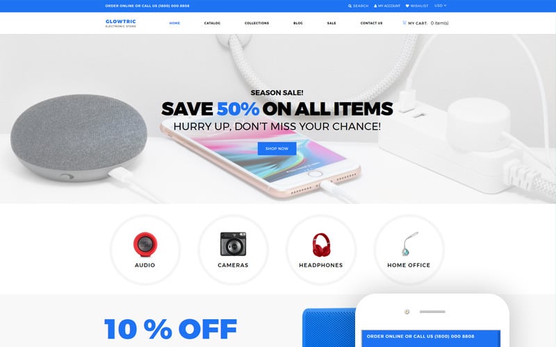 электроника и гаджеты многостраничная тема shopify