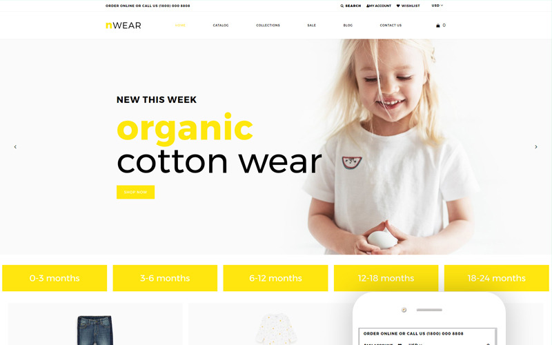 детская мода и одежда многостраничная чистая тема shopify