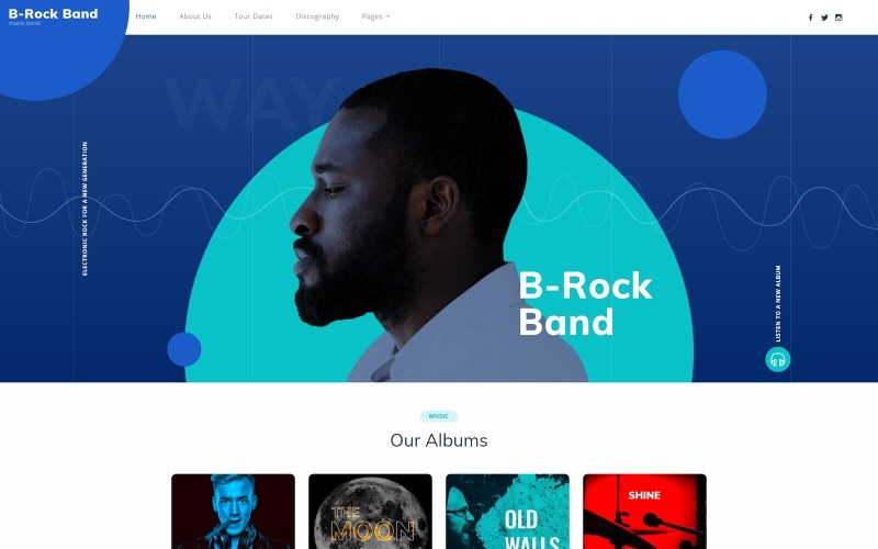 многостраничный креативный html шаблон сайта music band