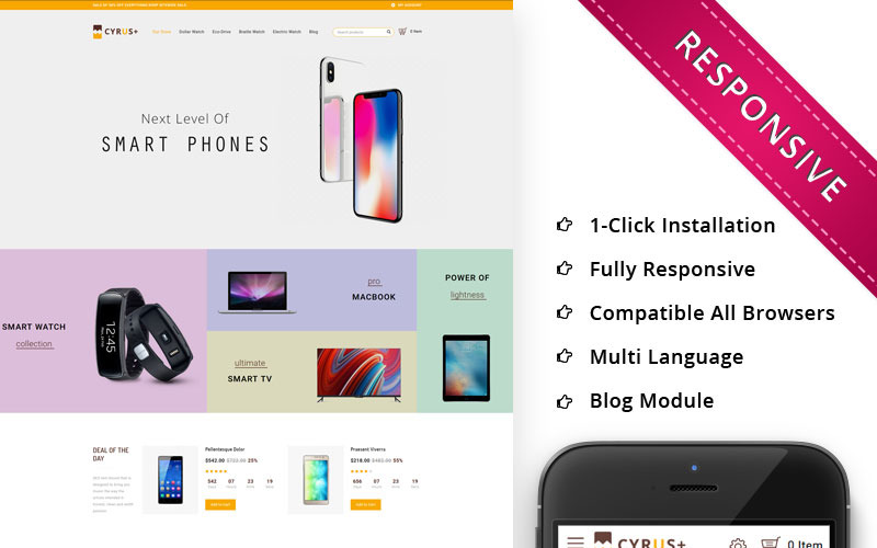 электронный магазин отзывчивый шаблон opencart