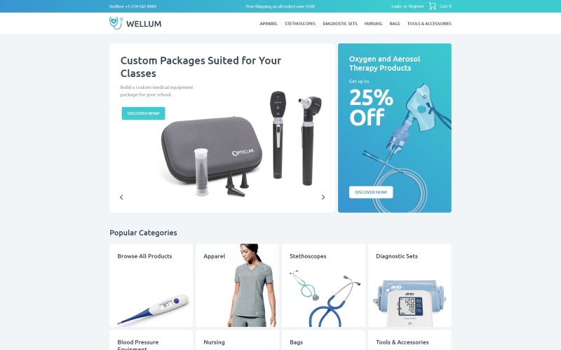 медицинская электронная коммерция классический элементор woocommerce тема