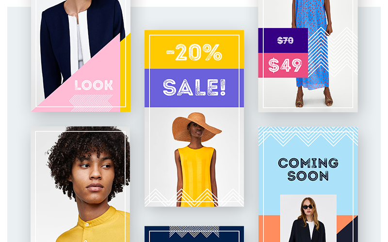 Download Шаблон для соцсетей "Modernist Instagram Stories Pack Social Media Template" / Modernist Instagram Stories Pack Social Media Template - Шаблон для соцсетей на тему графика social media instagram insta stories story fashion modern colorful geometry business store shop magazine promotion lifestyle