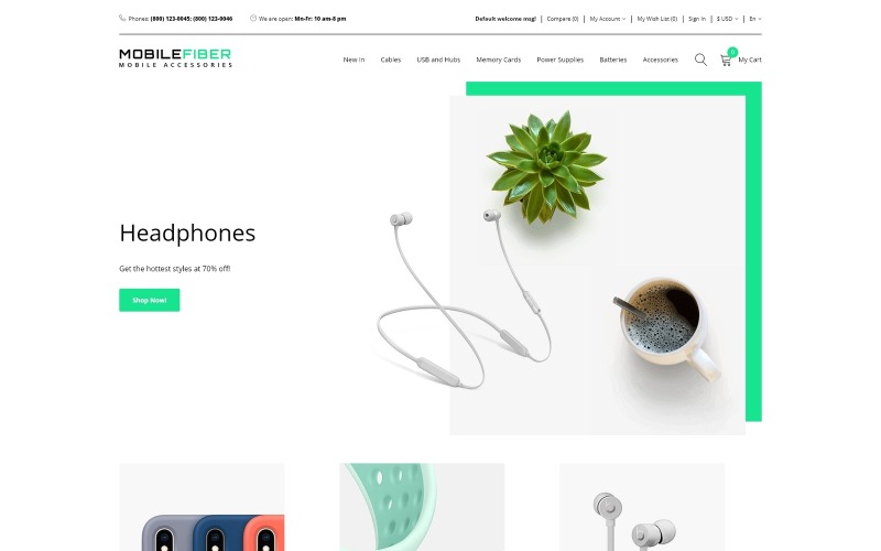 магазин мобильных аксессуаров clean opencart шаблон