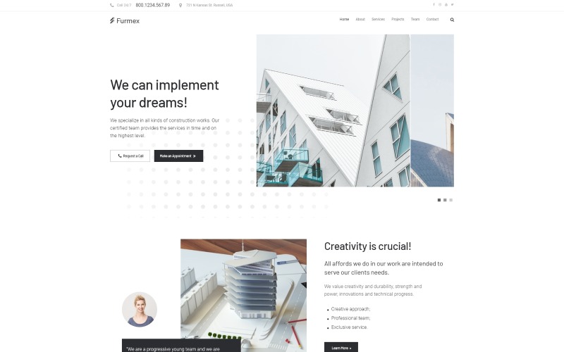 архитектура многофункциональная современная тема wordpress elementor