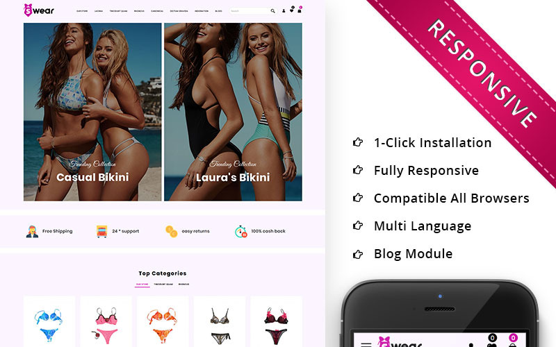 отзывчивый шаблон opencart магазина нижнего белья