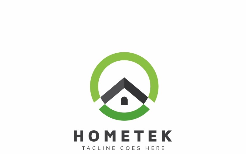 Download Шаблон логотипа "Hometek Logo Template" / Hometek Logo Template - Шаблон логотипа на тему графика home circle logo abstract design vector illustration symbol concept business house sign corporate template company identity estate real apartment building