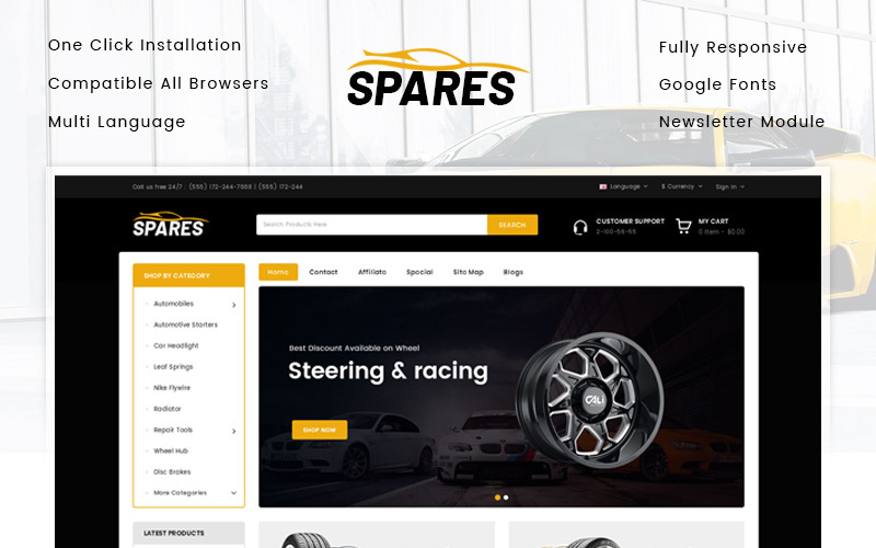 авто колеса магазин шаблон opencart