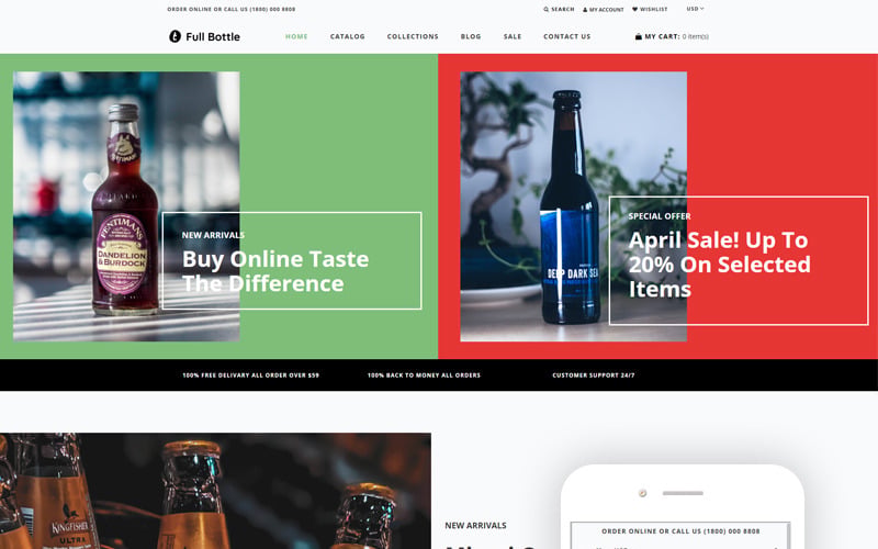 магазин напитков clean shopify theme
