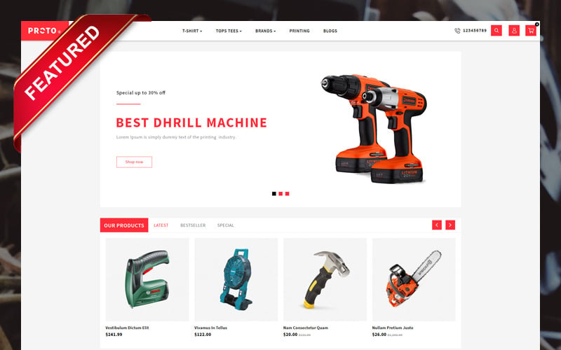 proto autoparts and tools store шаблон opencart