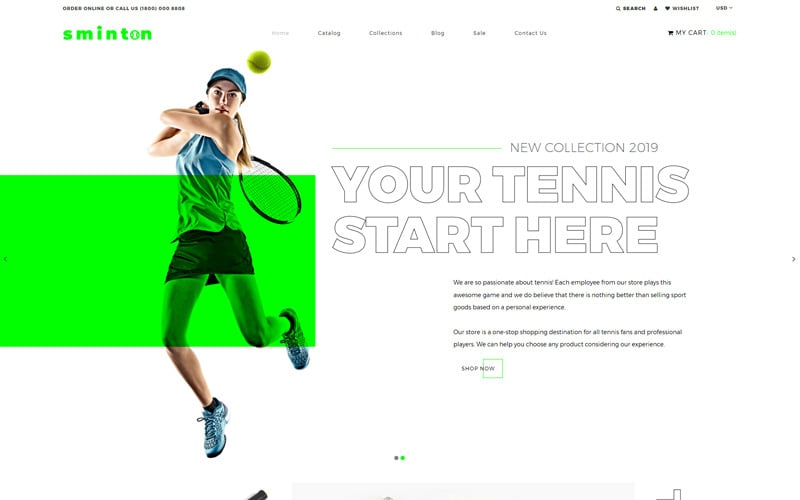 tennis store clean shopify тема