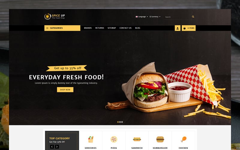 шаблон opencart магазина spiceup foods store