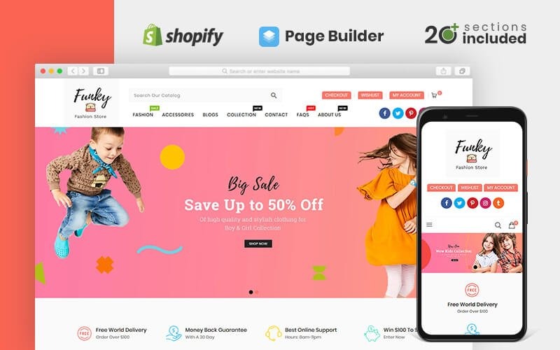 фанки модный магазин shopify тема