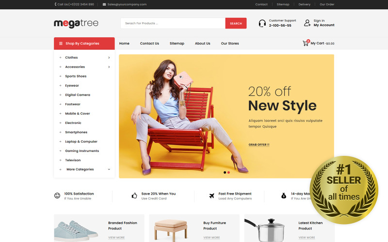 многоцелевой мега магазин prestashop тема