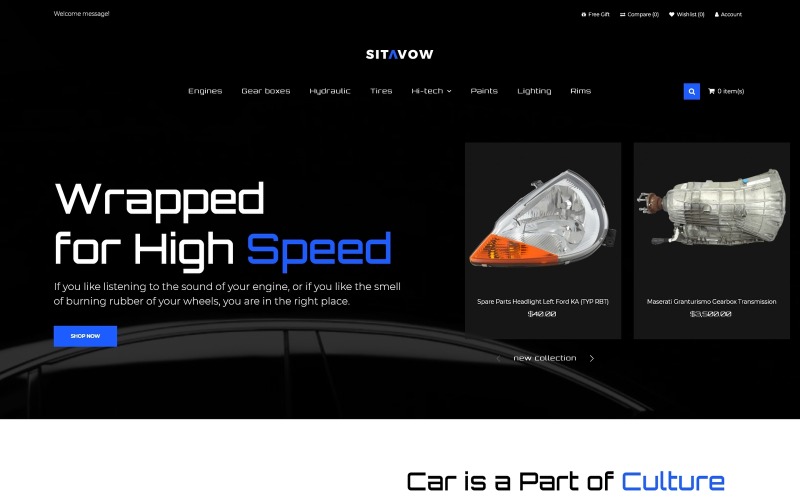автозапчасти чистый шаблон opencart