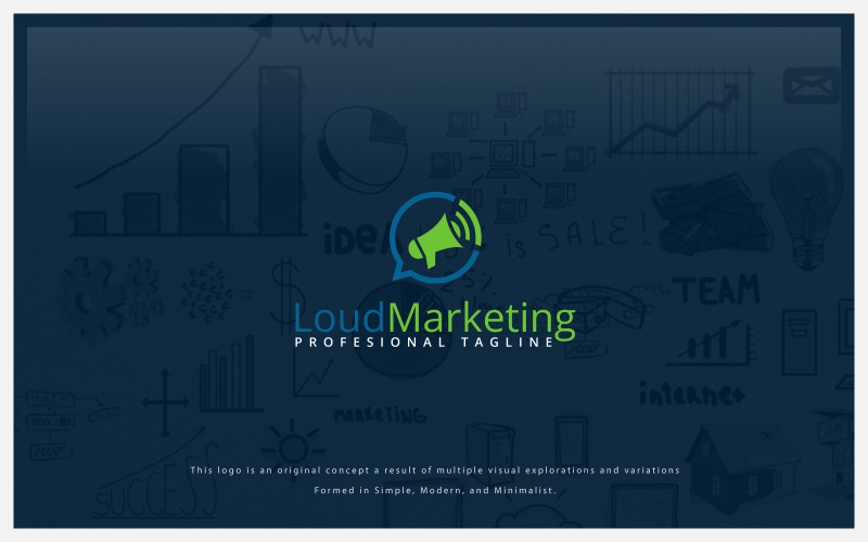Download Шаблон логотипа "Loud Marketing Logo Template" / Loud Marketing Logo Template - Шаблон логотипа на тему графика finance accounting web seo marketing management media analytic consulting economy internet insurance loan grow business rate simple profit investment sales