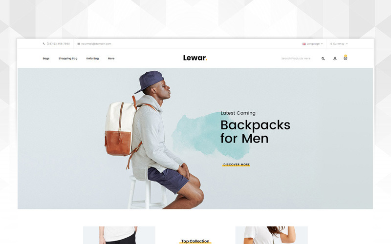 lewar bags store opencart шаблон