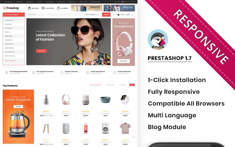 мега магазин отзывчивая тема prestashop