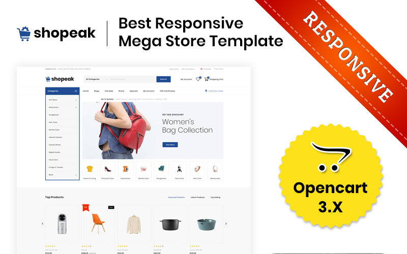мега магазин отзывчивый шаблон opencart