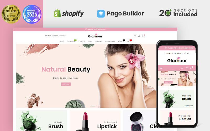 гламурная косметика магазин shopify тема