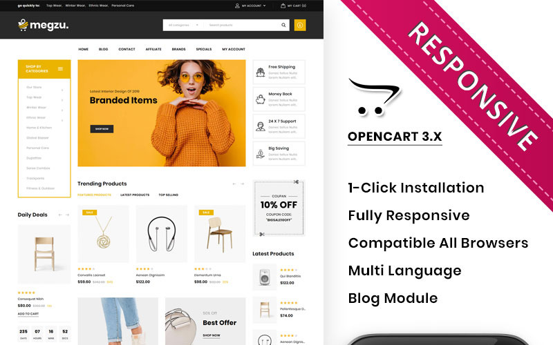 отзывчивый премиум шаблон opencart mega store responsive premium opencart template