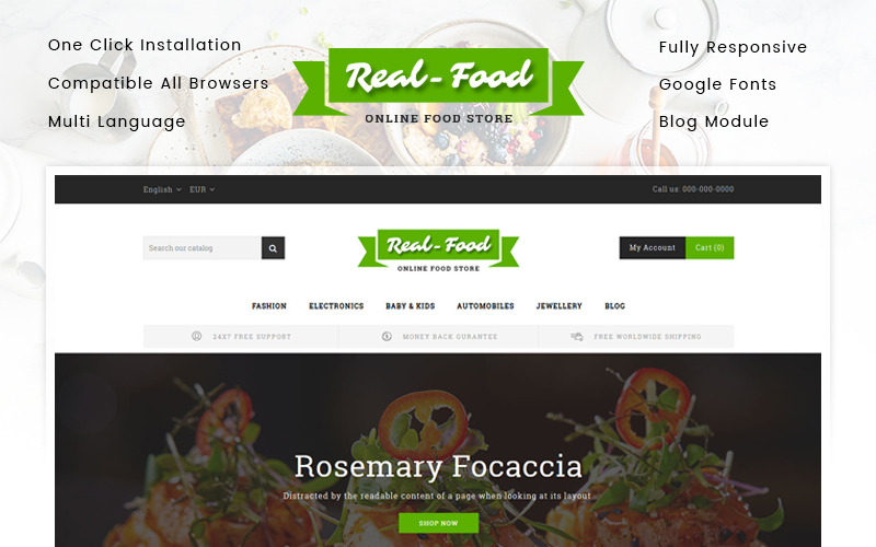 ресторан магазин prestashop тема