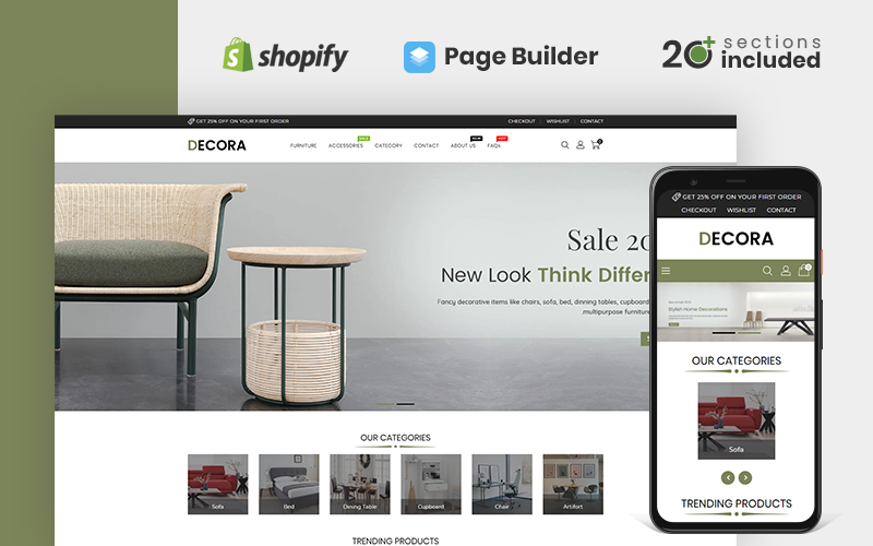 decora мебельный магазин shopify тема