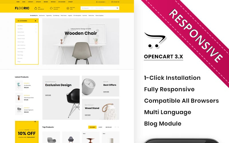 мега мебельный магазин отзывчивый шаблон opencart