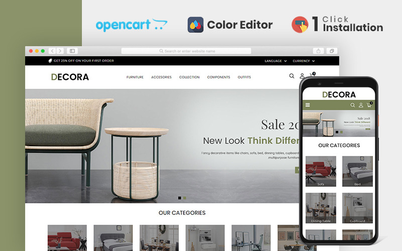 шаблон opencart мебельного магазина decora