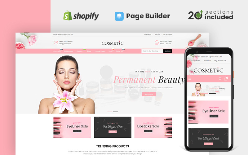 магазин косметики shopify тема