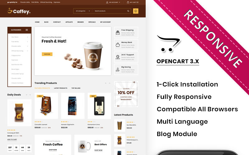 шаблон mega coffee shop opencart