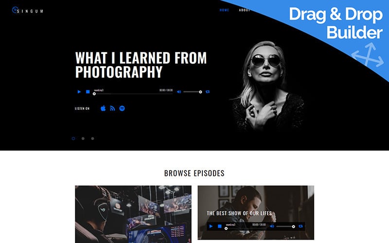 шаблон podcaster moto cms 3