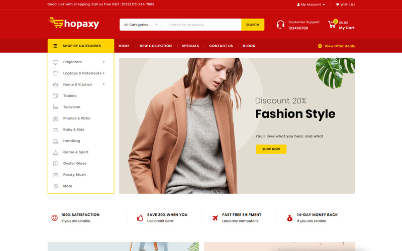 шаблон opencart мегашопа