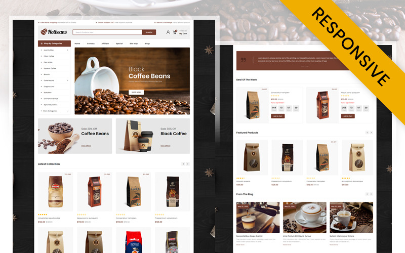 шаблон opencart кофейни