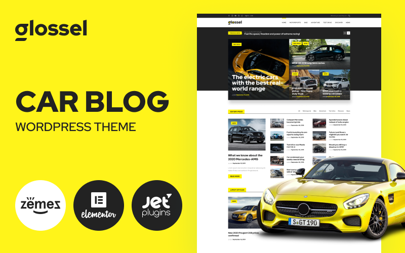 шаблон сайта автомобильного блога на основе темы wordpress elementor
