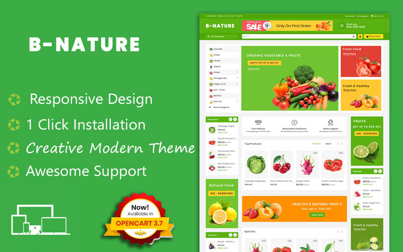 b nature organic fruit &amp; vegetable opencart шаблон