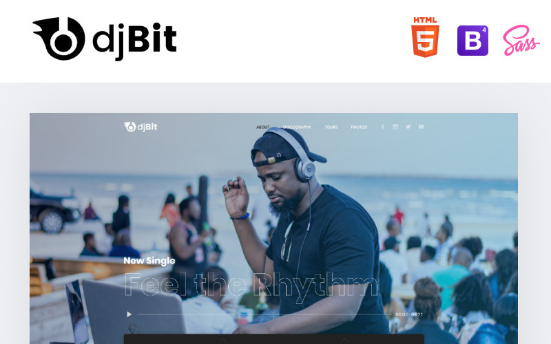 dj modern html landing page template
