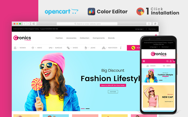 cronics fashion store opencart шаблон